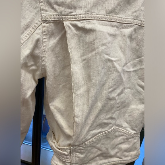 AllSaints Dessa Balfern Ivory Denim Biker Moto Jacket Womens Size 4 - Picture 7 of 8